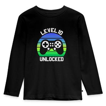 10th Birthday Boys, 10 Years Old Birthday Gifts - Kinder Premium Bio Langarmshirt - Schwarz - Vorne - AI Model Kid Male (0cm)