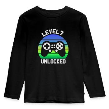 7th Birthday Boy Gifts, 7 Year Old Birthday Gift - Kinder Premium Bio Langarmshirt - Schwarz - Vorne - AI Model Kid Male (0cm)