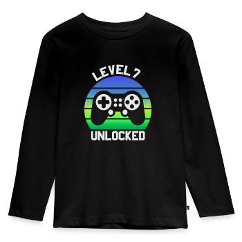 7th Birthday Boy Gifts, 7 Year Old Birthday Gifts - Kinder Premium Bio Langarmshirt - Schwarz - Vorne - AI Model Kid Male (0cm)