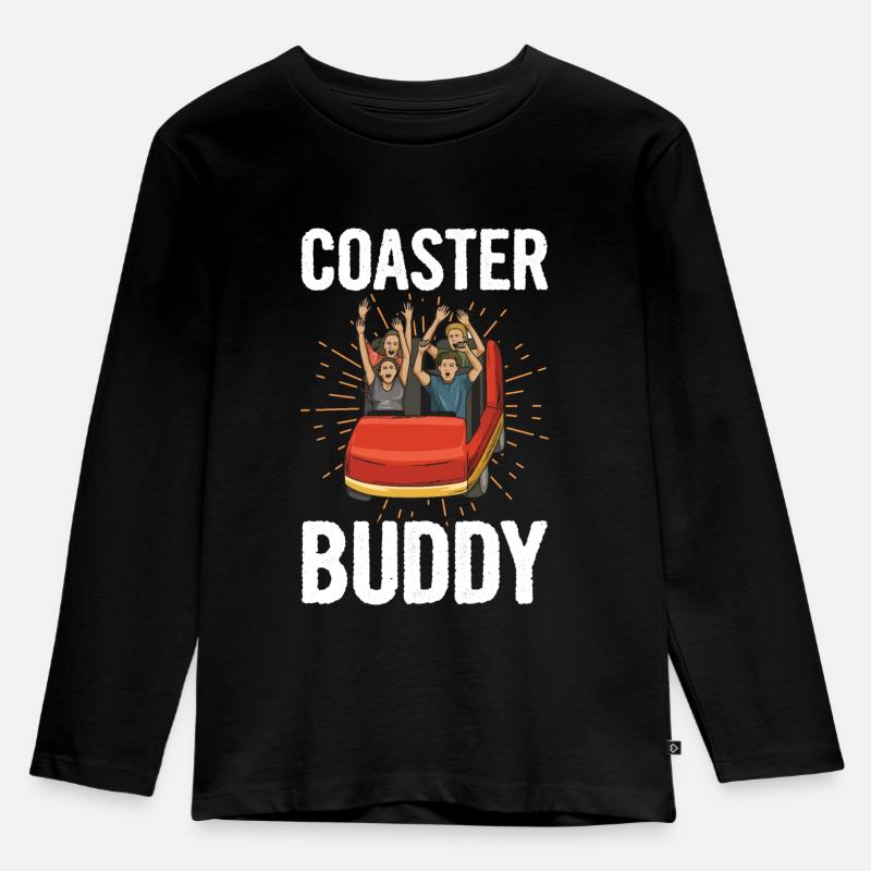 Achterbahn Spruch für einen Freizeitpark Experte - Kinder Premium Bio Langarmshirt - Schwarz