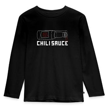 Chili sauce, hot in the heart - Kids' Premium Longsleeve Shirt - black - Front - AI Model Kid Male (0cm)