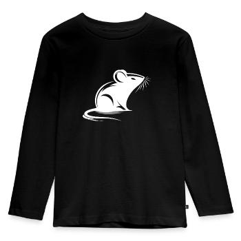 Maus Zeichnung Tattoo Style - Kinder Premium Bio Langarmshirt - Schwarz - Vorne - AI Model Kid Male (0cm)