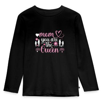 Mom You Are The Queen - Kinder Premium Bio Langarmshirt - Schwarz - Vorne - AI Model Kid Male (0cm)