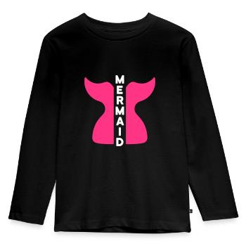 Mermaid (geteilte Meerjungfrauenflosse) - Kinder Premium Bio Langarmshirt - Schwarz - Vorne - AI Model Kid Male (0cm)