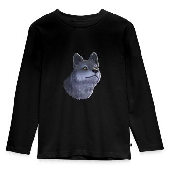 Wolf Portrait - Kids' Premium Longsleeve Shirt - black - Front - AI Model Kid Male (0cm)
