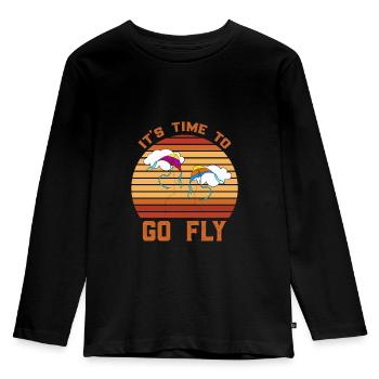 Papierdrachen steigen lassen - Herbst Hobby - Kinder Premium Bio Langarmshirt - Schwarz - Vorne - AI Model Kid Male (0cm)