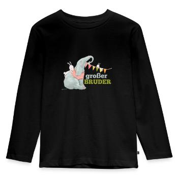 großer Bruder Elefant Hase - Kinder Premium Bio Langarmshirt - Schwarz - Vorne - AI Model Kid Male (0cm)