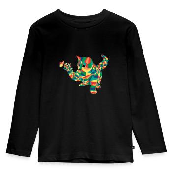 Abstract cat cartoon - Kids' Premium Longsleeve Shirt - black - Front - AI Model Kid Male (0cm)
