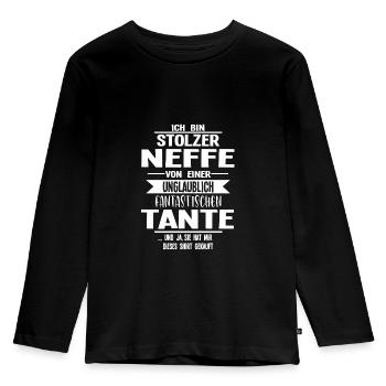 Neffe Tante Neffen Geschenk - Kinder Premium Bio Langarmshirt - Schwarz - Vorne - AI Model Kid Male (0cm)