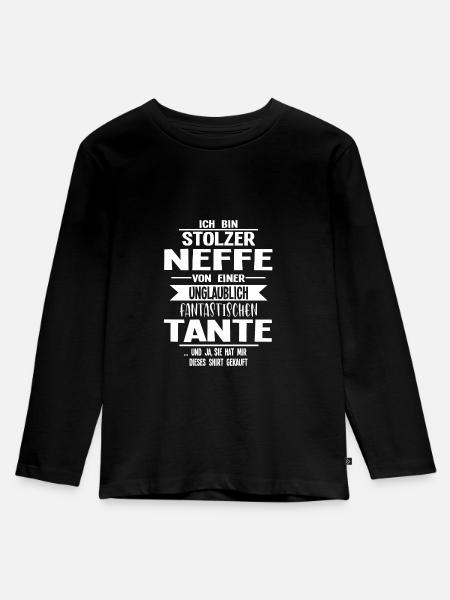 Neffe Tante Neffen Geschenk - Kinder Premium Bio Langarmshirt - Schwarz