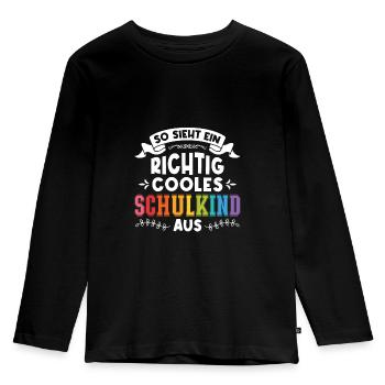 Schulkind Schulanfang Einschulung Geschenk - Kinder Premium Bio Langarmshirt - Schwarz - Vorne - AI Model Kid Male (0cm)