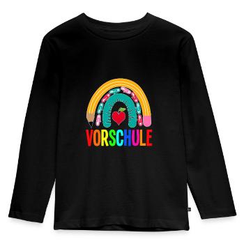 Vorschule Regenbogen Vorschulkind Geschenk - Kinder Premium Bio Langarmshirt - Schwarz - Vorne - AI Model Kid Male (0cm)