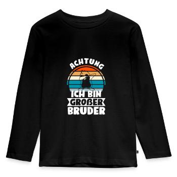 Großer Bruder Pinguin Grosser Bruder Geschenk - Kinder Premium Bio Langarmshirt - Schwarz - Vorne - AI Model Kid Male (0cm)