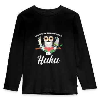 Eule Vogel Eulen Fans Geschenk - Kinder Premium Bio Langarmshirt - Schwarz - Vorne - AI Model Kid Male (0cm)