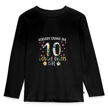 10. Geburtstag 10 Jahre Mädchen Geburtstag - Kinder Premium Bio Langarmshirt - Schwarz - Vorne - AI Model Kid Male (0cm)