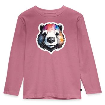 Biber Cool und Cool bunte Aquarelle - Kinder Premium Bio Langarmshirt - Mauve - Vorne - AI Model Kid Female (0cm)