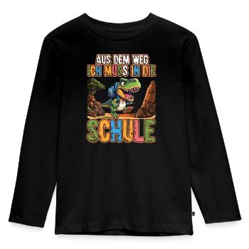 Enfants Dino Inscription à l’école Cône scolaire 2023 - T-shirt manches longues Premium Enfant - noir - Devant - AI Model Kid Male (0cm)