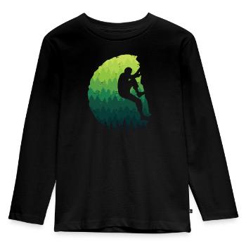 Klettern Kletterer Kinder Jungen Berge Bouldern - Kinder Premium Bio Langarmshirt - Schwarz - Vorne - AI Model Kid Male (0cm)