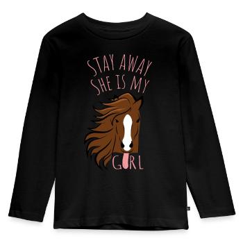 Pferdemotiv - Finger weg. Sie gehört mir! - Kinder Premium Bio Langarmshirt - Schwarz - Vorne - AI Model Kid Male (0cm)