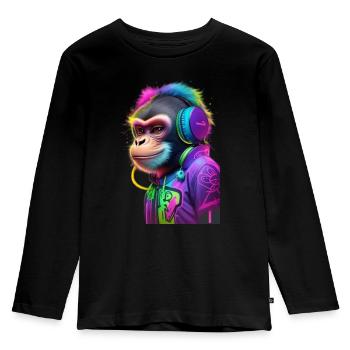 monkey music graffiti - T-shirt manches longues Premium Enfant - noir - Devant - AI Model Kid Male (0cm)