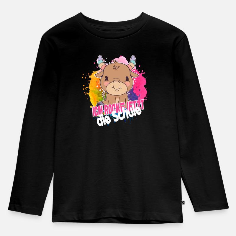 Endlich Schulkind, Einschulung - Kinder Premium Bio Langarmshirt - Schwarz