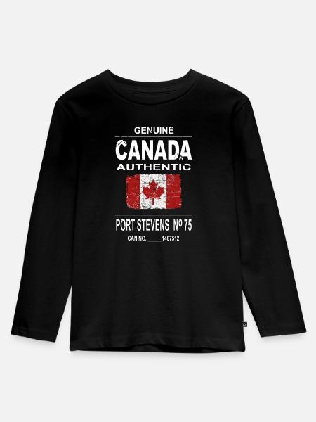 Kanada - Maple Leaf - Canada - Kinder Premium Bio Langarmshirt - Schwarz