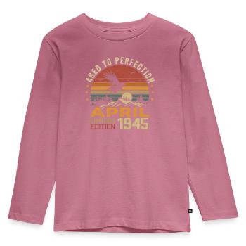 Unvergleichliches Geburtstagsgeschenk seit April 1945 - Kinder Premium Bio Langarmshirt - Mauve - Vorne - AI Model Kid Female (0cm)