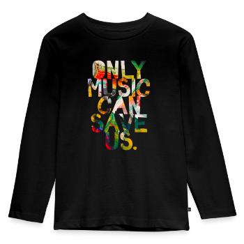 Nur Musik kann uns retten - Kinder Premium Bio Langarmshirt - Schwarz - Vorne - AI Model Kid Male (0cm)