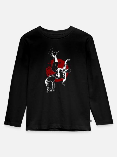 Ringer - Kinder Premium Bio Langarmshirt - Schwarz