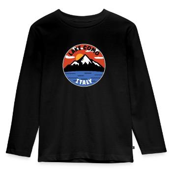 comer See | Italien | See und Berg - Kinder Premium Bio Langarmshirt - Schwarz - Vorne - AI Model Kid Male (0cm)