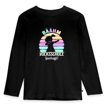 Volksschule Geschafft Absolvent Abgänger - Kinder Premium Bio Langarmshirt - Schwarz - Vorne - AI Model Kid Male (0cm)