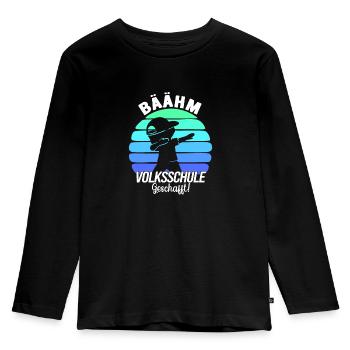 Volksschule Geschafft 2024 Absolvent Abgänger - Kinder Premium Bio Langarmshirt - Schwarz - Vorne - AI Model Kid Male (0cm)