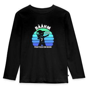 7 siebenjähriger 7. Geburtstag Jungen - Kinder Premium Bio Langarmshirt - Schwarz - Vorne - AI Model Kid Male (0cm)