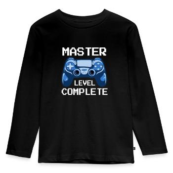 Master Level Complete Masterabschluss Geschenk - Kinder Premium Bio Langarmshirt - Schwarz - Vorne - AI Model Kid Male (0cm)