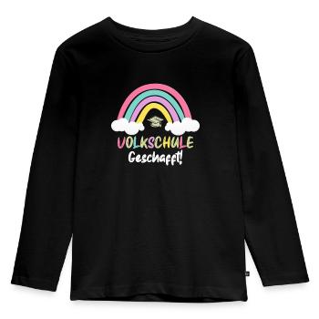 Volksschule Abgänger 2024 Tschüss Volksschule - Kinder Premium Bio Langarmshirt - Schwarz - Vorne - AI Model Kid Male (0cm)