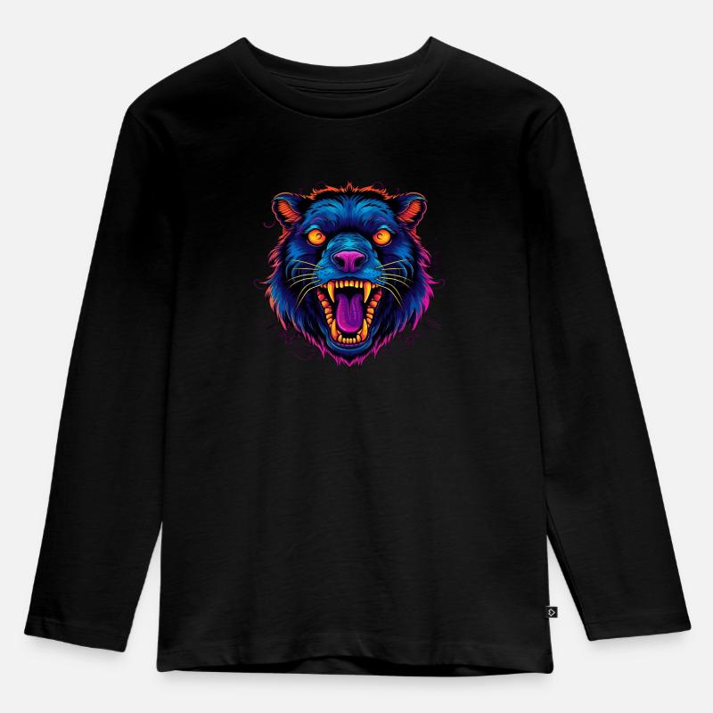 Schreiendes Tier - Kinder Premium Bio Langarmshirt - Schwarz