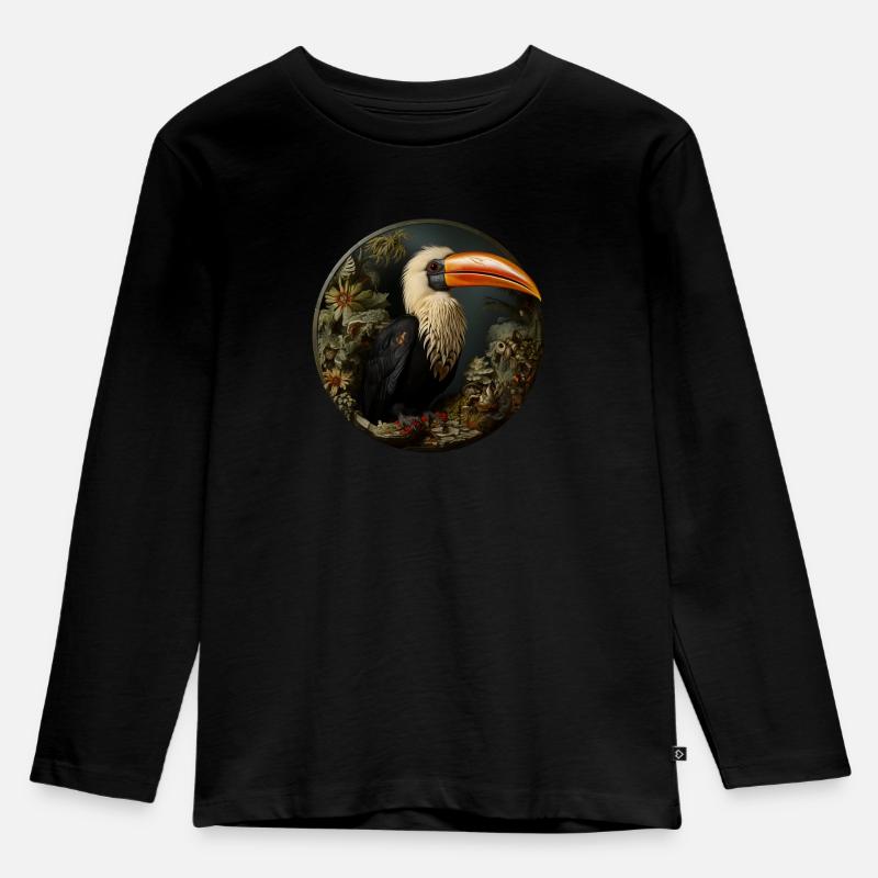 Utopian bird - Kinder Premium Bio Langarmshirt - Schwarz