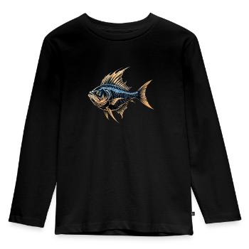 Fish retro style - Kids' Premium Longsleeve Shirt - black - Front - AI Model Kid Male (0cm)