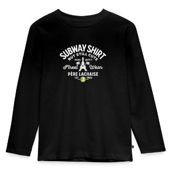 Paris Subway shirt Line 3 Père Lachaise - Kids' Premium Longsleeve Shirt - black - Front - AI Model Kid Male (0cm)