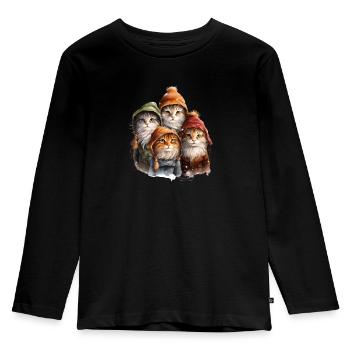 4 cute kittens - Kids' Premium Longsleeve Shirt - black - Front - AI Model Kid Male (0cm)