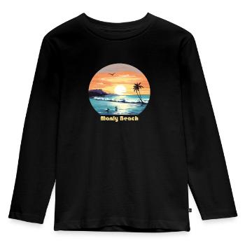 Plage de Manly - T-shirt manches longues Premium Enfant - noir - Devant - AI Model Kid Male (0cm)