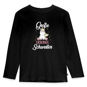 grande soeur préférée genre famille Licorne - T-shirt manches longues Premium Enfant - noir - Devant - AI Model Kid Male (0cm)