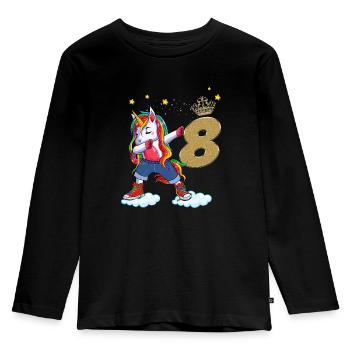 Fille Cadeau licorne anniversaire 8 ans - T-shirt manches longues Premium Enfant - noir - Devant - AI Model Kid Male (0cm)