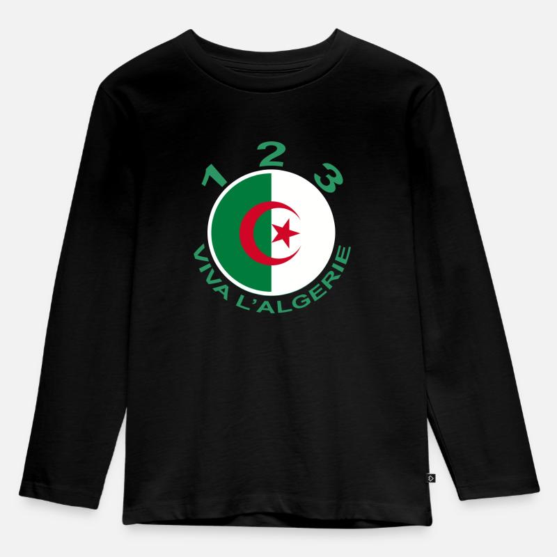 1 2 3 VIVA L'ALGERIE - Kinder Premium Bio Langarmshirt - Schwarz