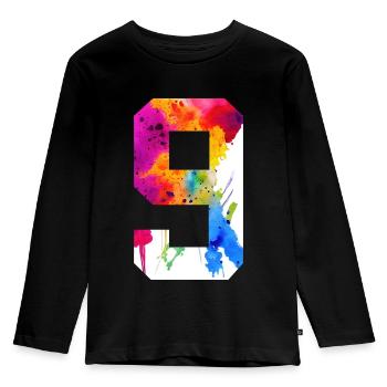 NUMÉRO 9 ANS 9E ANNIVERSAIRE - T-shirt manches longues Premium Enfant - noir - Devant - AI Model Kid Male (0cm)