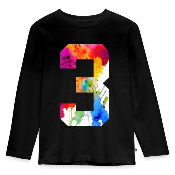 NUMÉRO 3 ANS 3ÈME ANNIVERSAIRE - T-shirt manches longues Premium Enfant - noir - Devant - AI Model Kid Male (0cm)