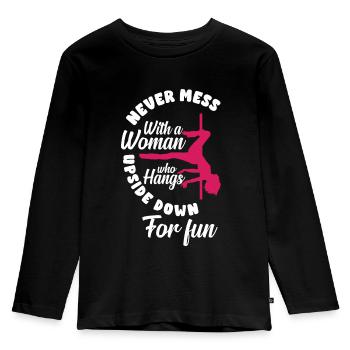 Pole Dance Fitness Coreography Dance Funny Pole - Kinder Premium Bio Langarmshirt - Schwarz - Vorne - AI Model Kid Male (0cm)
