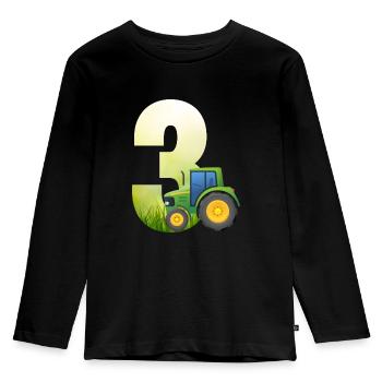 3 years tractor birthday - Kids' Premium Longsleeve Shirt - black - Front - AI Model Kid Male (0cm)
