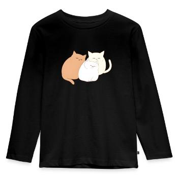 3 sleeping cats - Kids' Premium Longsleeve Shirt - black - Front - AI Model Kid Male (0cm)