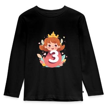 3ème anniversaire Princesse - T-shirt manches longues Premium Enfant - noir - Devant - AI Model Kid Male (0cm)